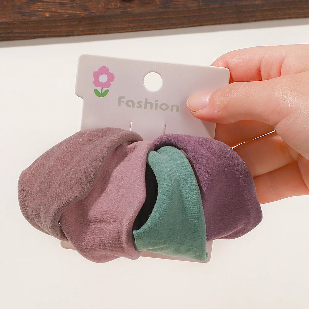 4Pcs/Set Soft Wide Nylon Scrunchies Elastic Hair Bands for Women Girls Fashion Ponytail Holders Rubber Ties Hair Accessories