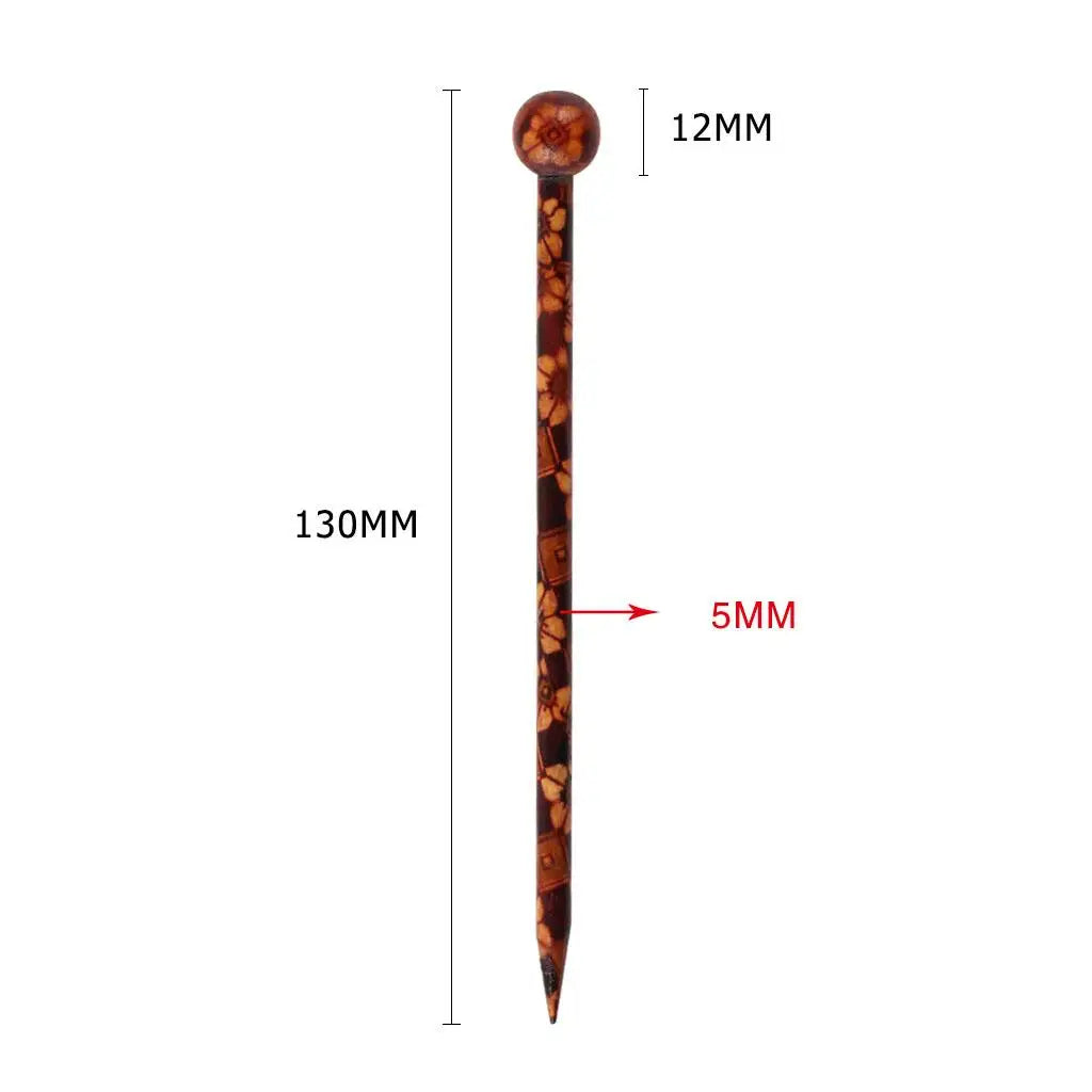 12Pieces 5.12inch Retro Hair Sticks Flowers Printed Wood Hairpin Chopsticks Wooden Hairpin Headdress DIY Accessories