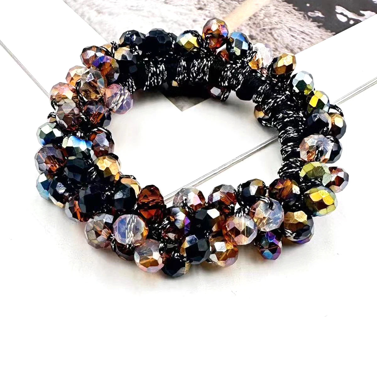 1pc Fashion Crystal Artificial pearl High Elasticity Round  Rubber Elastic Hair Bands For Women Party Pontytail Rope Hair Access
