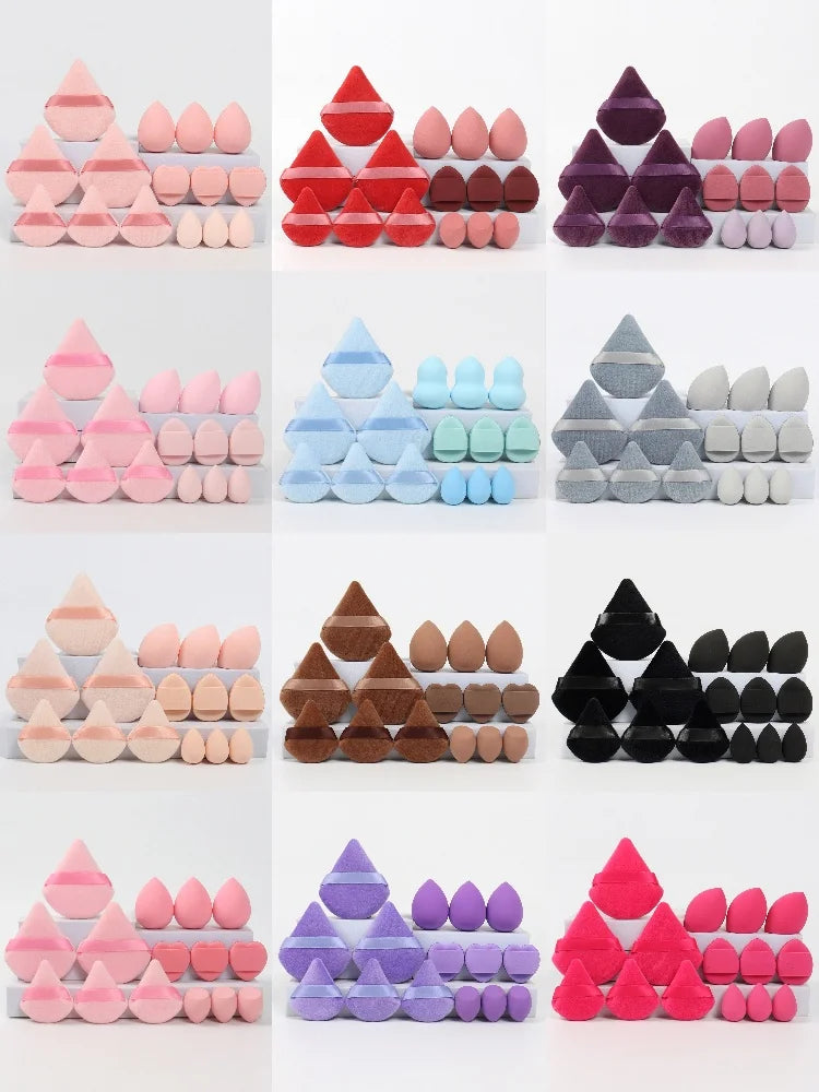 Multi Effect 15 Piece Set 3 Loose Powder Puffs&3 Mini Loose Powder Puffs&3 Medium-Sized Eggs&3 Mini Eggs&3 Air Cushions. Founda