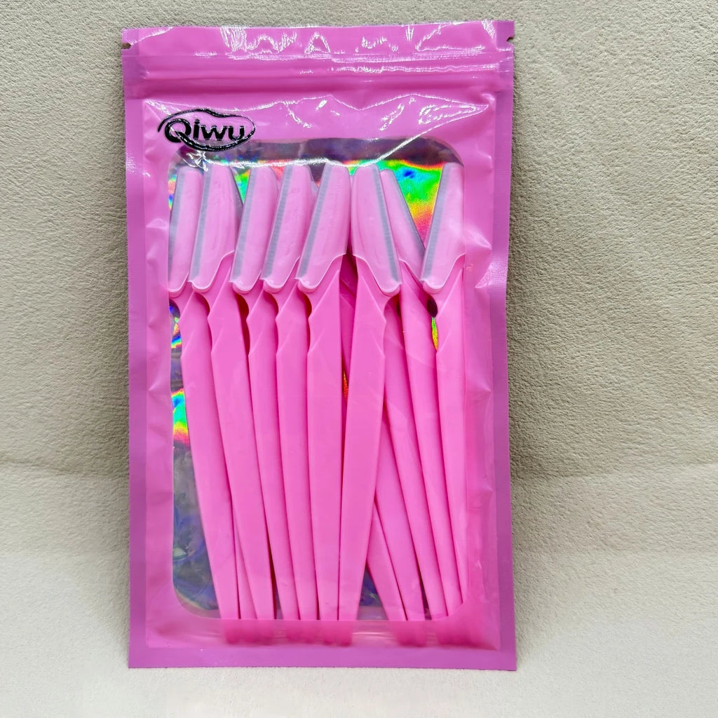 QI WU 12Pcs Eyebrow Trimmer Face Blade Shaver Portable Eye Brow Epilation Hair Removal Safety Eyebrow Cutting Woman Makeup Tools