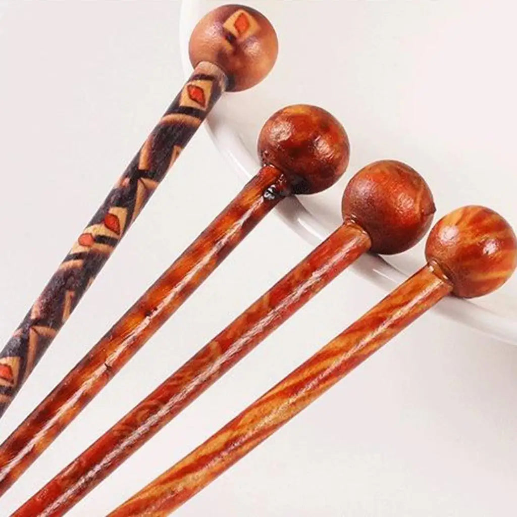 12Pieces 5.12inch Retro Hair Sticks Flowers Printed Wood Hairpin Chopsticks Wooden Hairpin Headdress DIY Accessories
