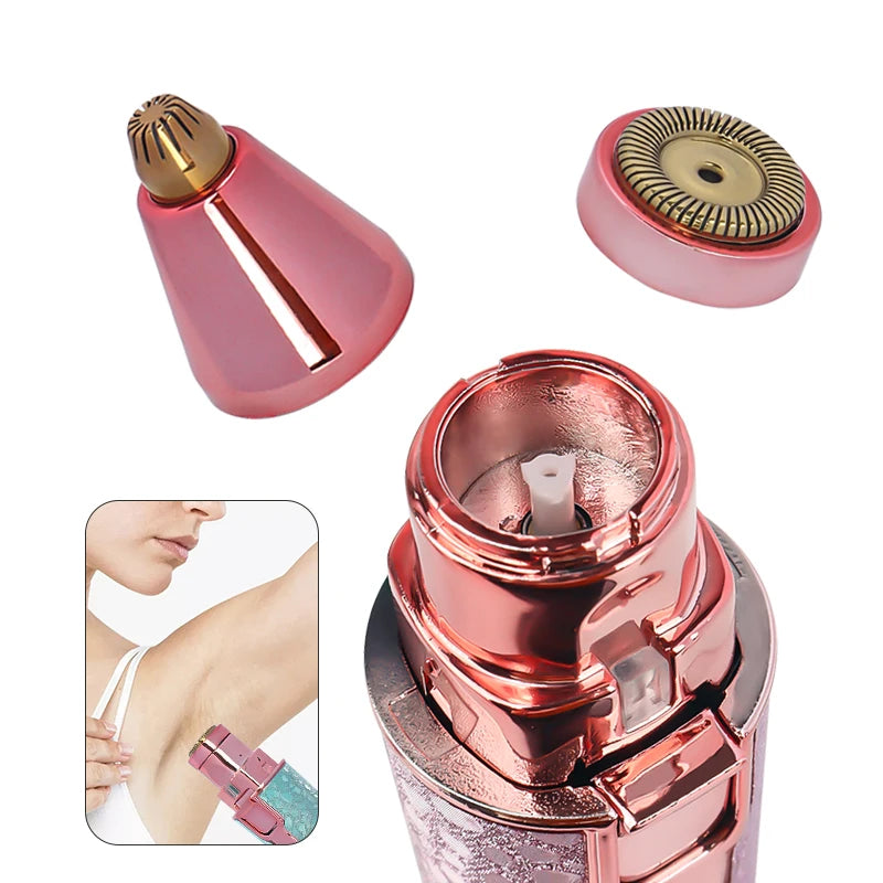 2 In1 Rechargeable Facial Hair Removal and Eyebrow Shaver - Face Lips Body Painless Facial Razor with Built-in LED Light USB