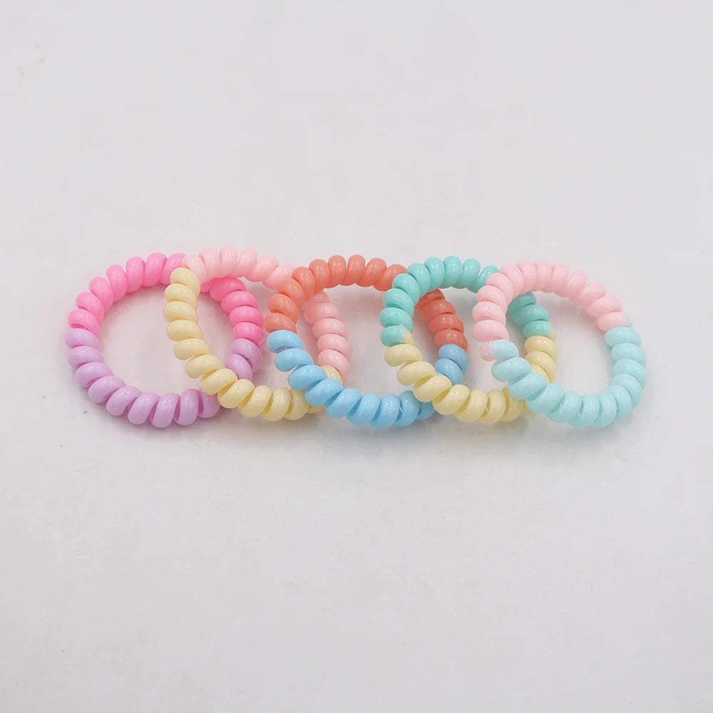 5Pcs/set New Fashion Matt Solid Telephone Wire Elastic Hair Band Frosted Spiral Cord Rubber Band Hair Tie Stretch Head Band Gum