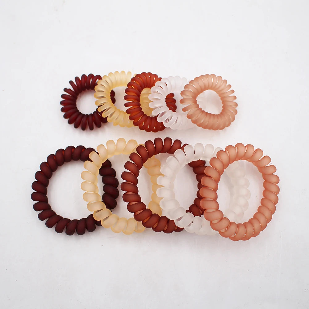 5Pcs/set New Fashion Matt Solid Telephone Wire Elastic Hair Band Frosted Spiral Cord Rubber Band Hair Tie Stretch Head Band Gum