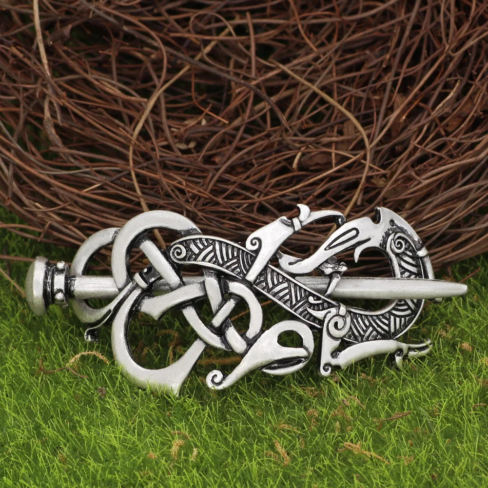 Viking Celtic Hair Clips Vintage Celtic Knot Hairpins Retro Silver Alloy Hair Sticks Viking Metal Celtic Hair Barrette Jewelry