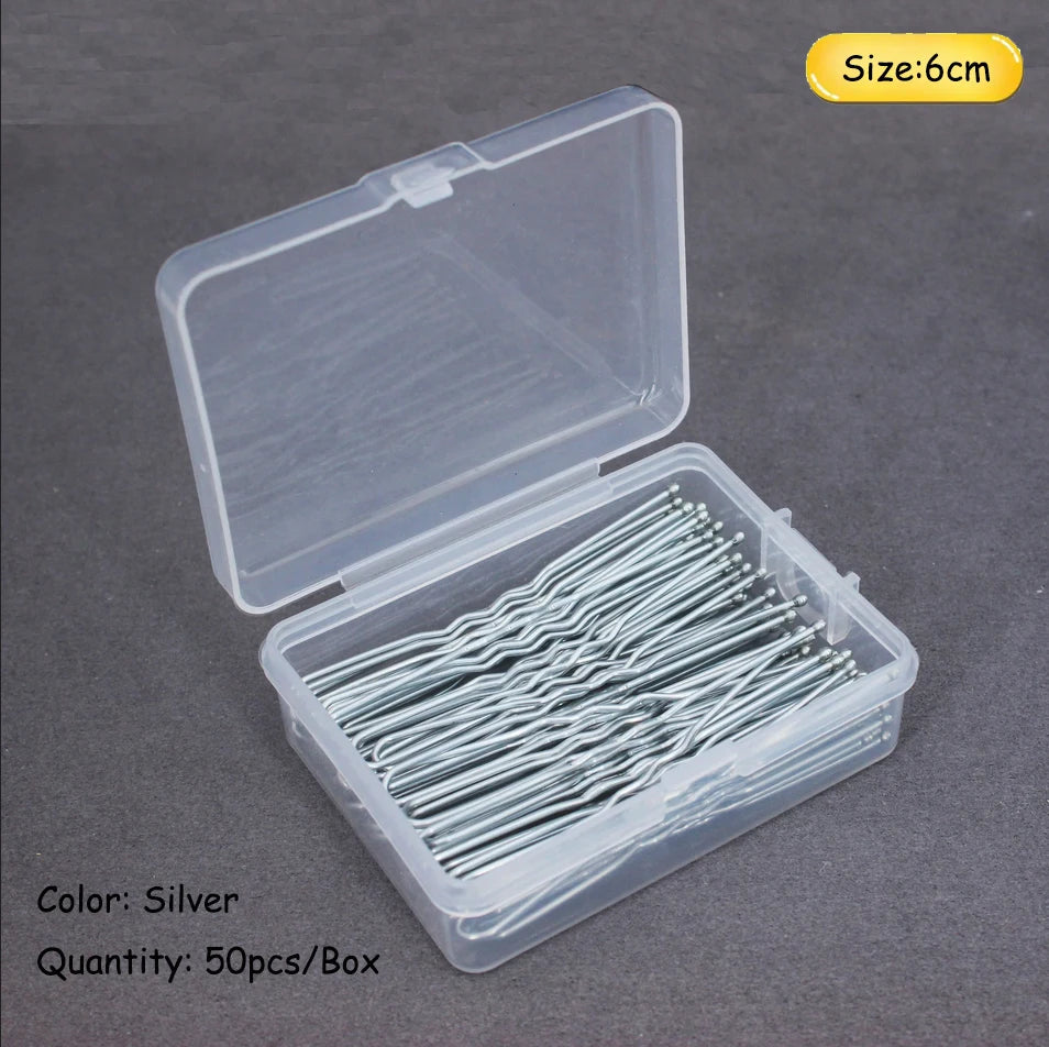 50-200PCS 6cm Basic U Shaped Gold Plated Metal Hairpin Invisible Hair Styling Bobby Pin Salon Hair Accessories Wedding Hair Grip